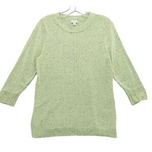 J. Jill Womens Sz S Colorful Speckled Confetti‎ Sweater Pullover Crew Neck Green